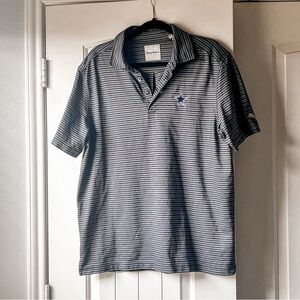 Tommy Bahama Blue and White Striped Cowboys Polo Shirt Large